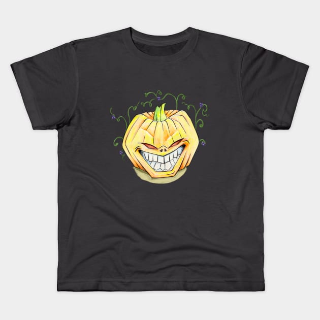 Evil pumpkin halloween Kids T-Shirt by Torrika